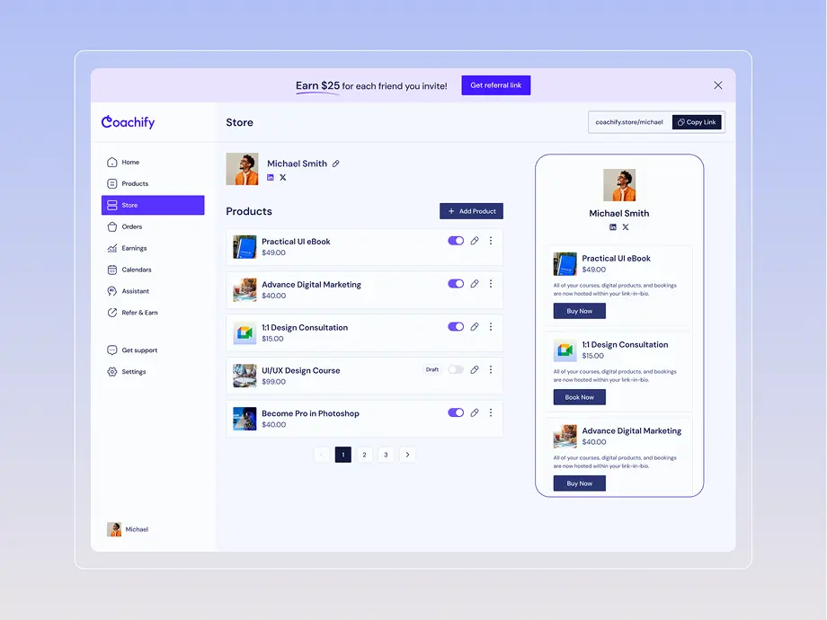 Coachify - Dashboard